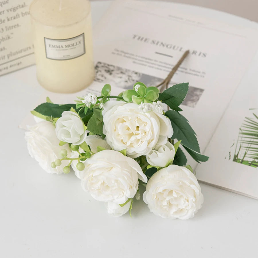 30cm Artificial Peony & Rose Bouquet