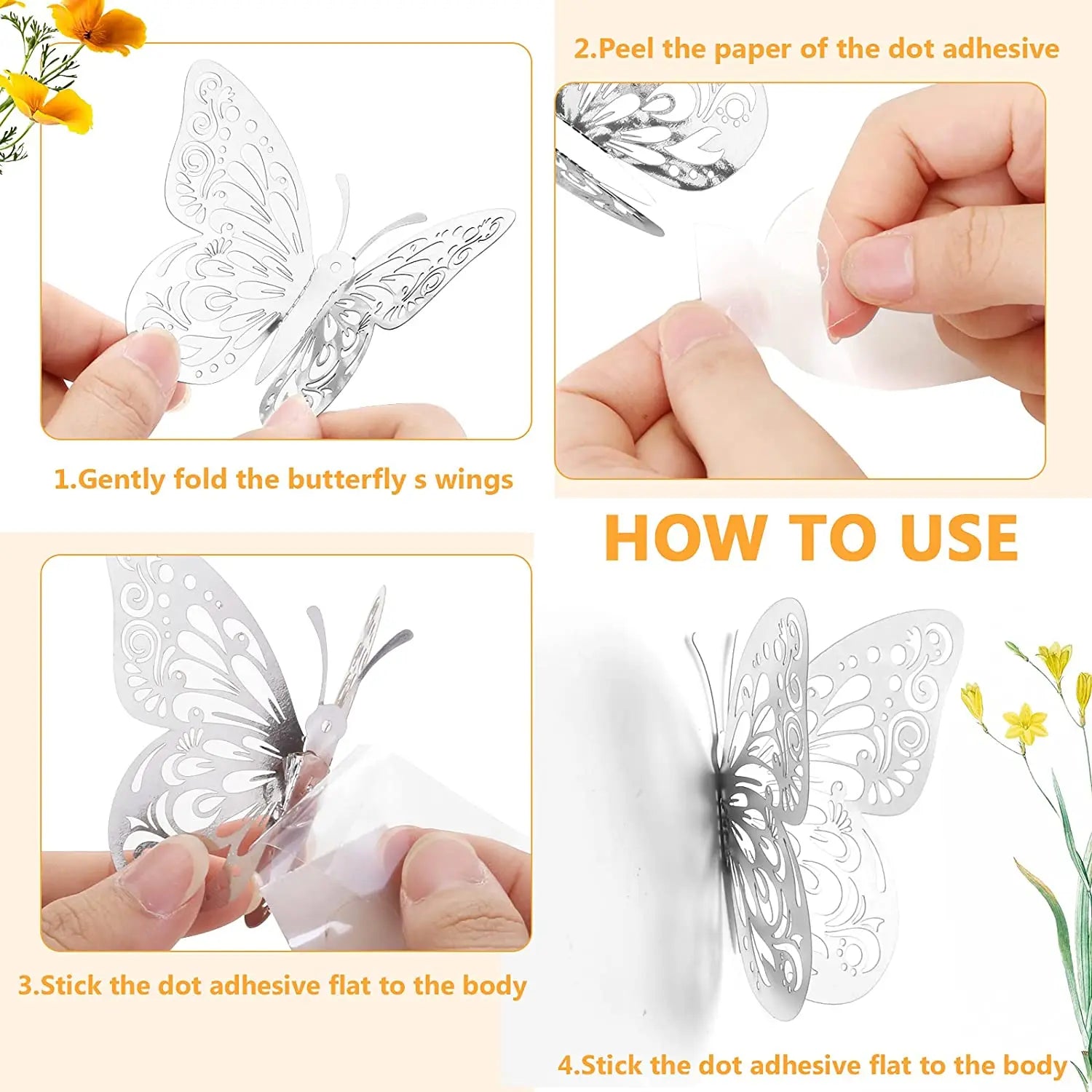 12Pcs 3D Hollow Butterfly Wall Stickers
