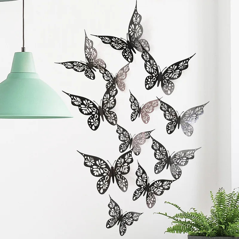 12Pcs 3D Hollow Butterfly Wall Stickers