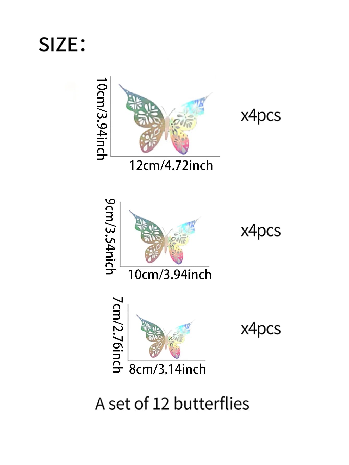 12Pcs 3D Hollow Butterfly Wall Stickers