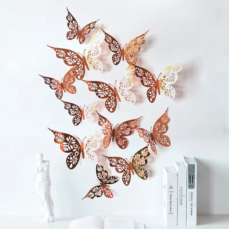 12Pcs 3D Hollow Butterfly Wall Stickers
