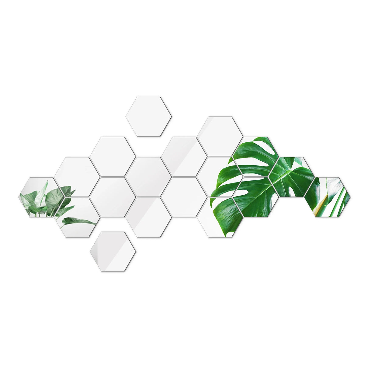12PCS Geometric Hexagonal Mirror Wall Stickers