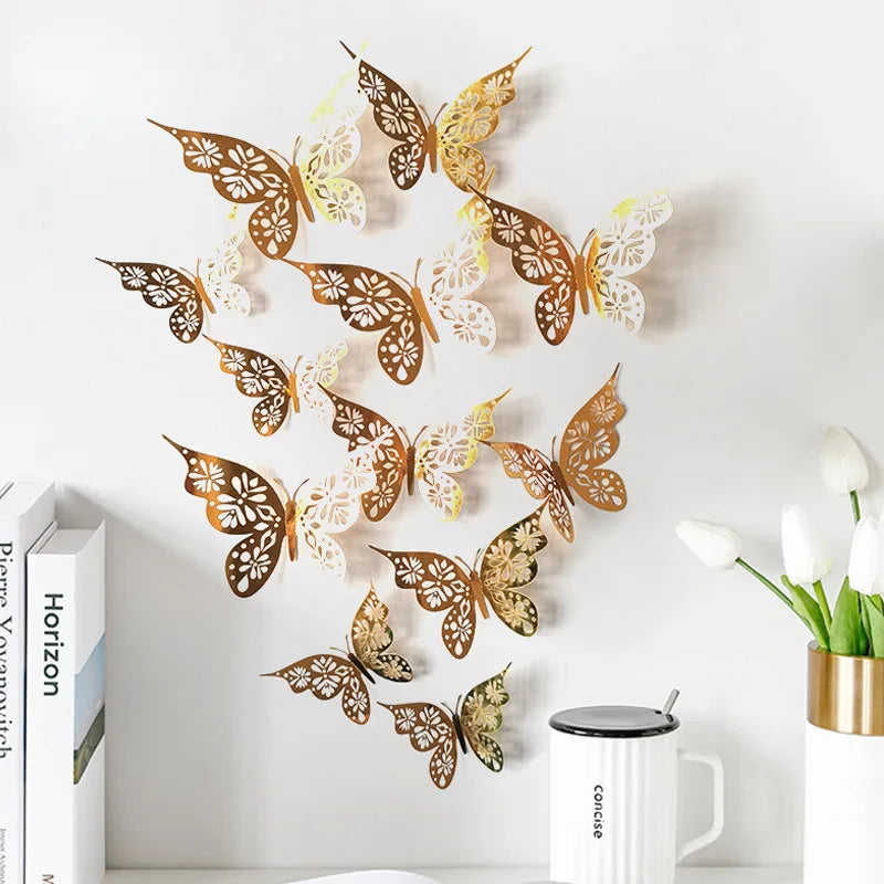12Pcs 3D Hollow Butterfly Wall Stickers