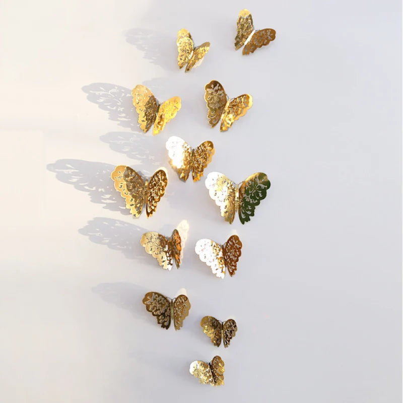 12Pcs 3D Hollow Butterfly Wall Stickers