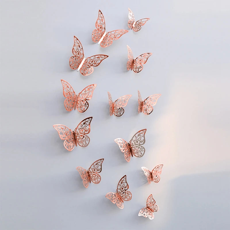 12Pcs 3D Hollow Butterfly Wall Stickers