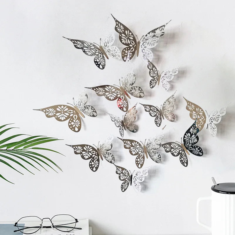 12Pcs 3D Hollow Butterfly Wall Stickers
